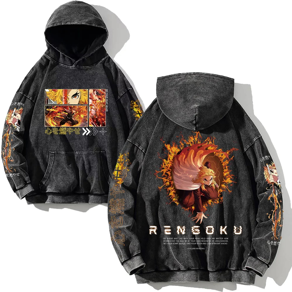 100% Cotton Men's Clothing Vintage Black Acid Wash Hoodies Men Women Oversized Hip Hop Sweatshirts Casual Pullover Y2K Clothes