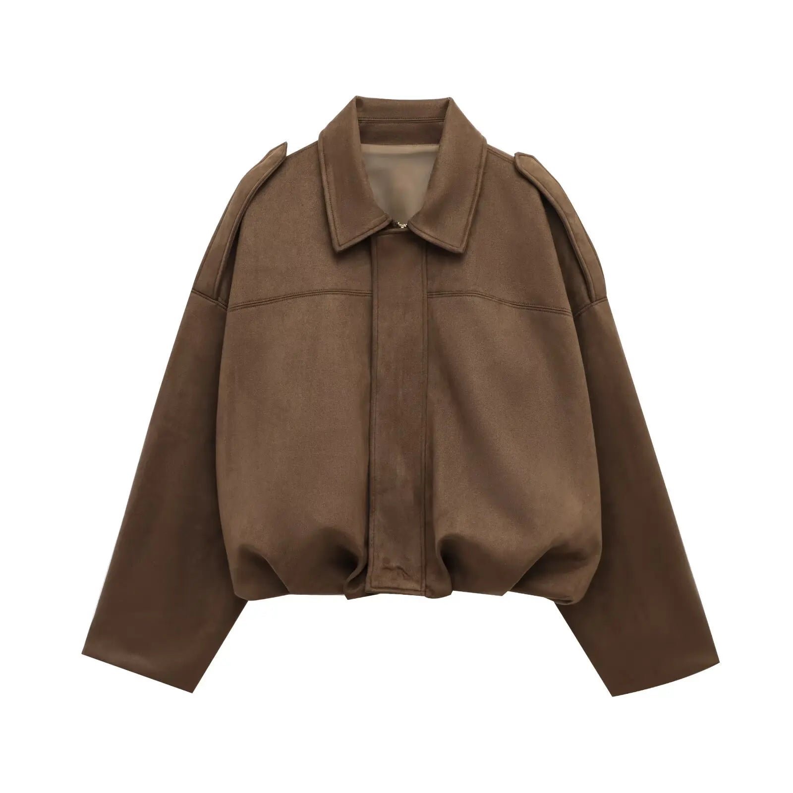 Women's Bomber Jackets Coats Fashion Turn-down Collar Long Sleeve Oversize Coats 2025 Autumn Ladies Vintage Outerwear Chic Tops