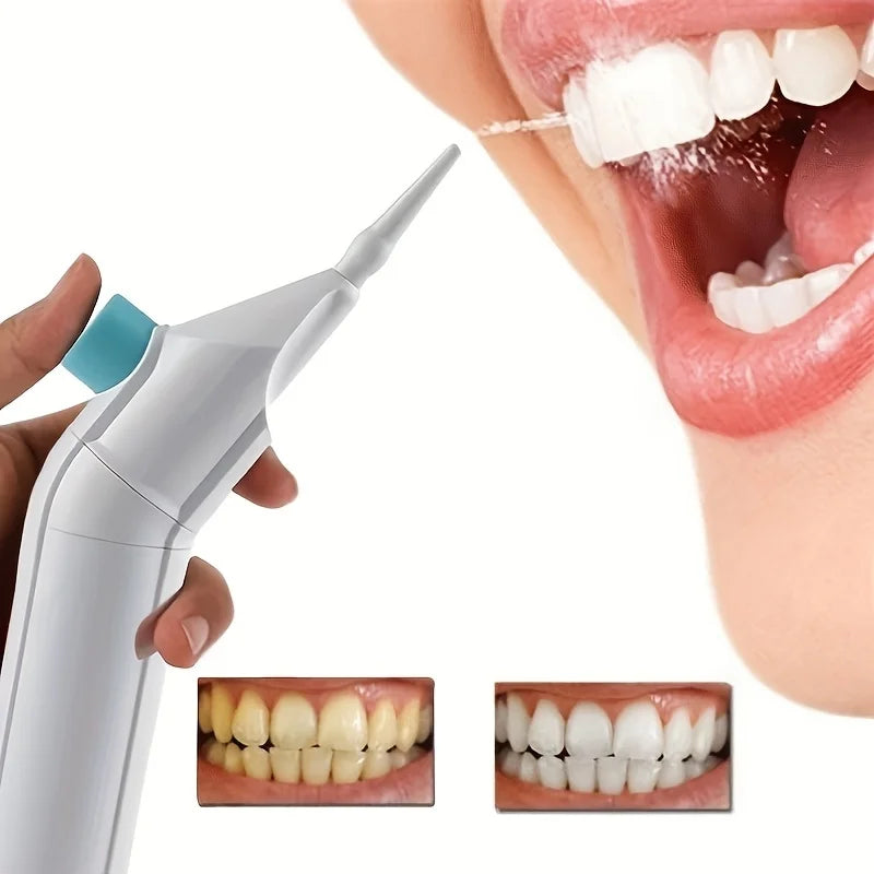 Ergonomic Manual Dental Irrigator High-Pressure Water Flosser for Teeth Cleaning Curved Design Plaque Removal No Battery Needed