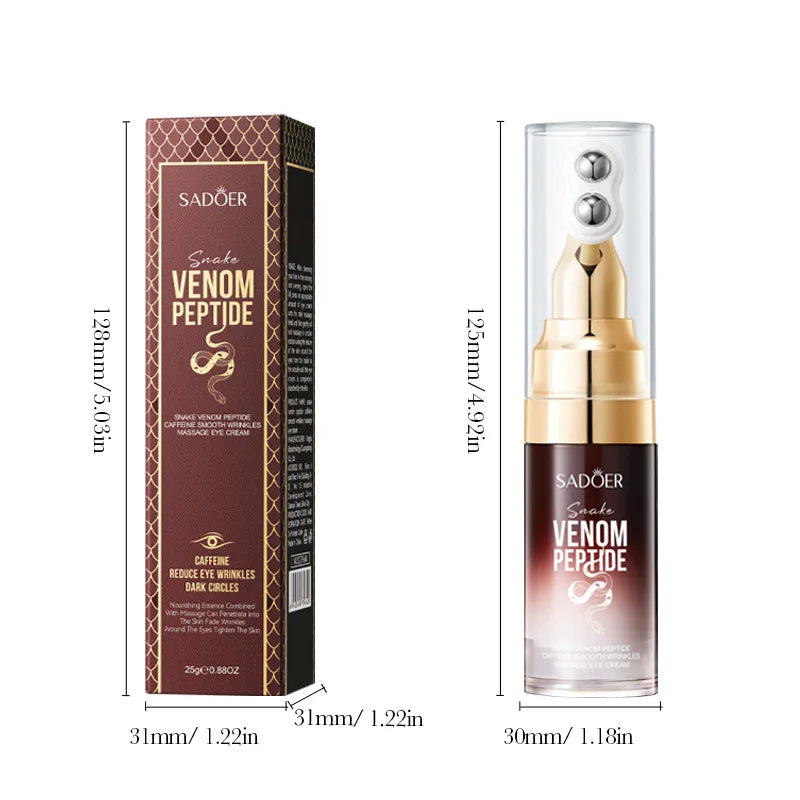Snake Venom Eye Cream Anti- Wrinkle With Roller Ball Quick Hydrating Refreshing Caffeine Eye Serum Fades Fine Lines Skin Care