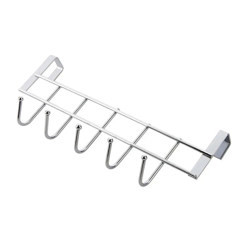 Hooks Over The Door 5 Hooks Home Bathroom Organizer Rack Clothes Coat Hat Towel Bags Keys Hanger Bathroom Kitchen Accessories