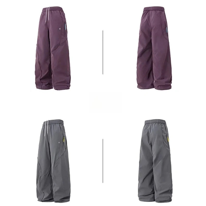 Streetwear Cargo Pants - Waterproof Windproof Fabric with Drawstring Elastic Waist｜Fall 2025 Loose Fit