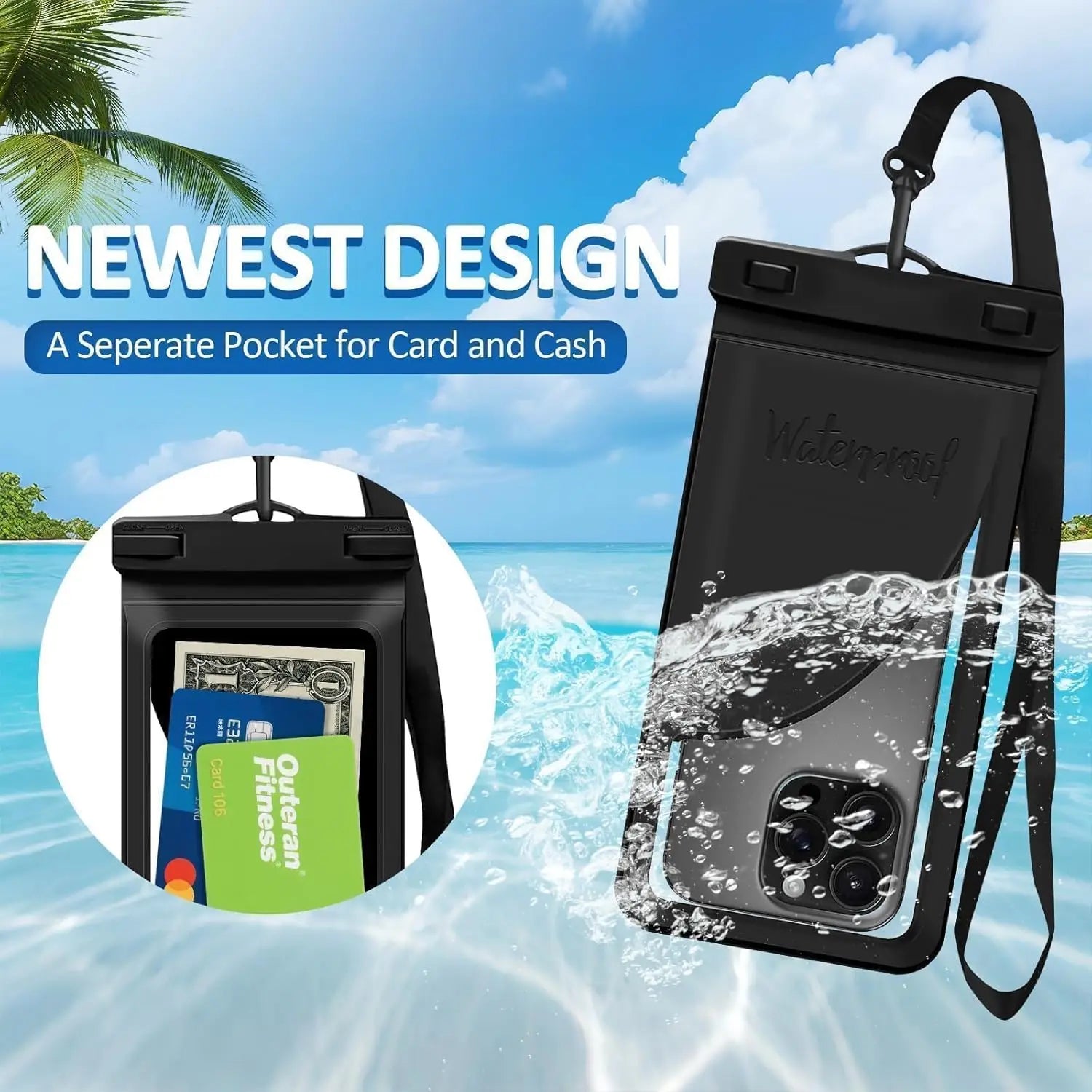 Airbag Waterproof Mobile Phone Bag Diving Protective Cover Waterproof Item Bag Anti-lost Bag for Beach Cruise Spring Water Park