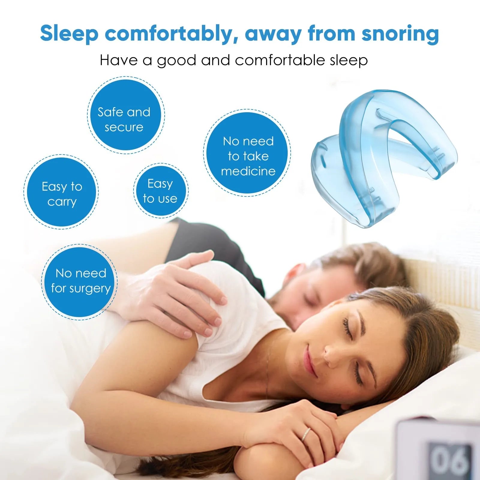 Mouth Guard Anti Snoring Soft Mouthpiece Comfortable Snoring Solution Adjustable Night Sleep Aid Bruxism Mouthpiece