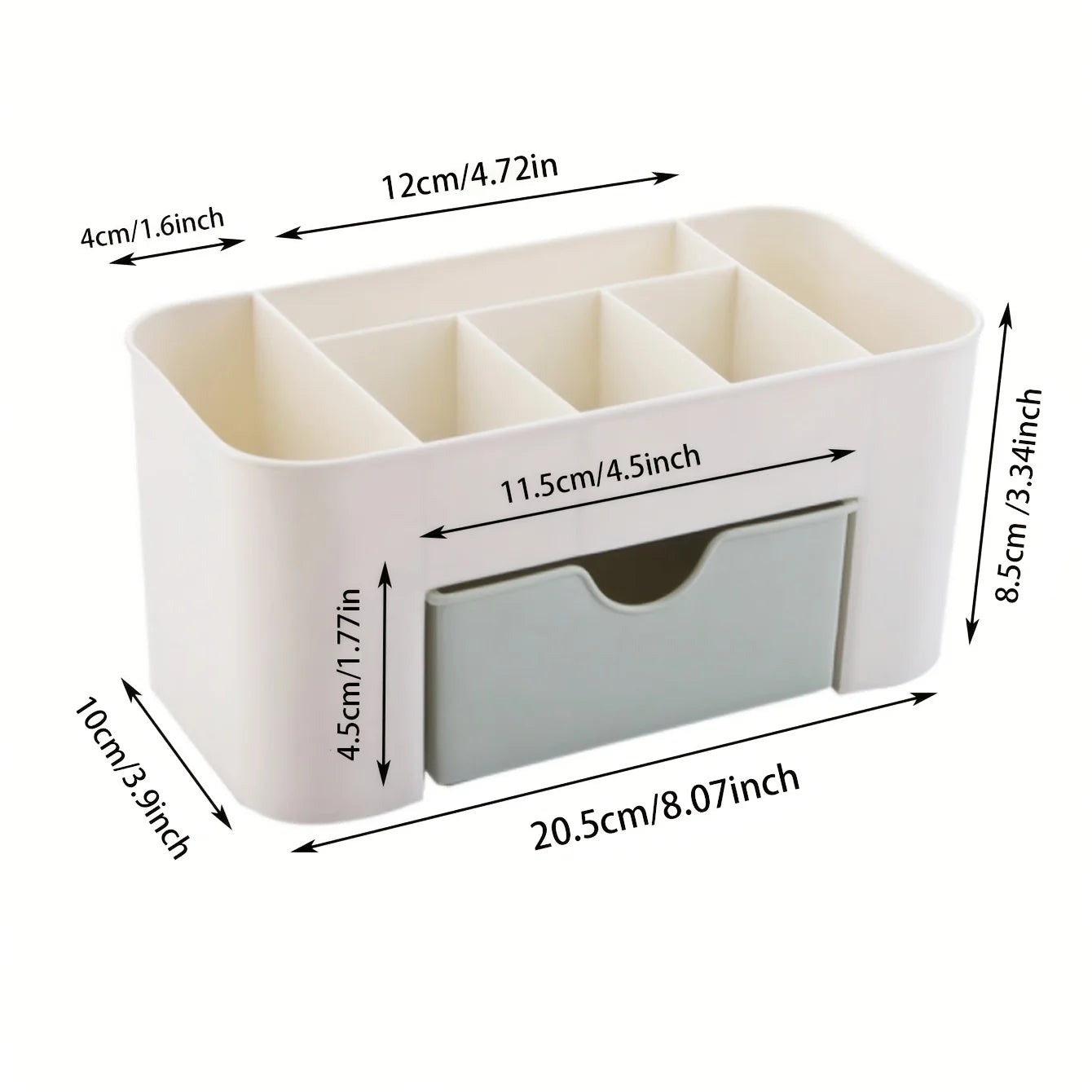 Makeup Organizer with 1 Drawers, Desk Organizer, 6Compartments, Cosmetics Storage Box for nail polish,Lipstick, Brushes, Jewelry