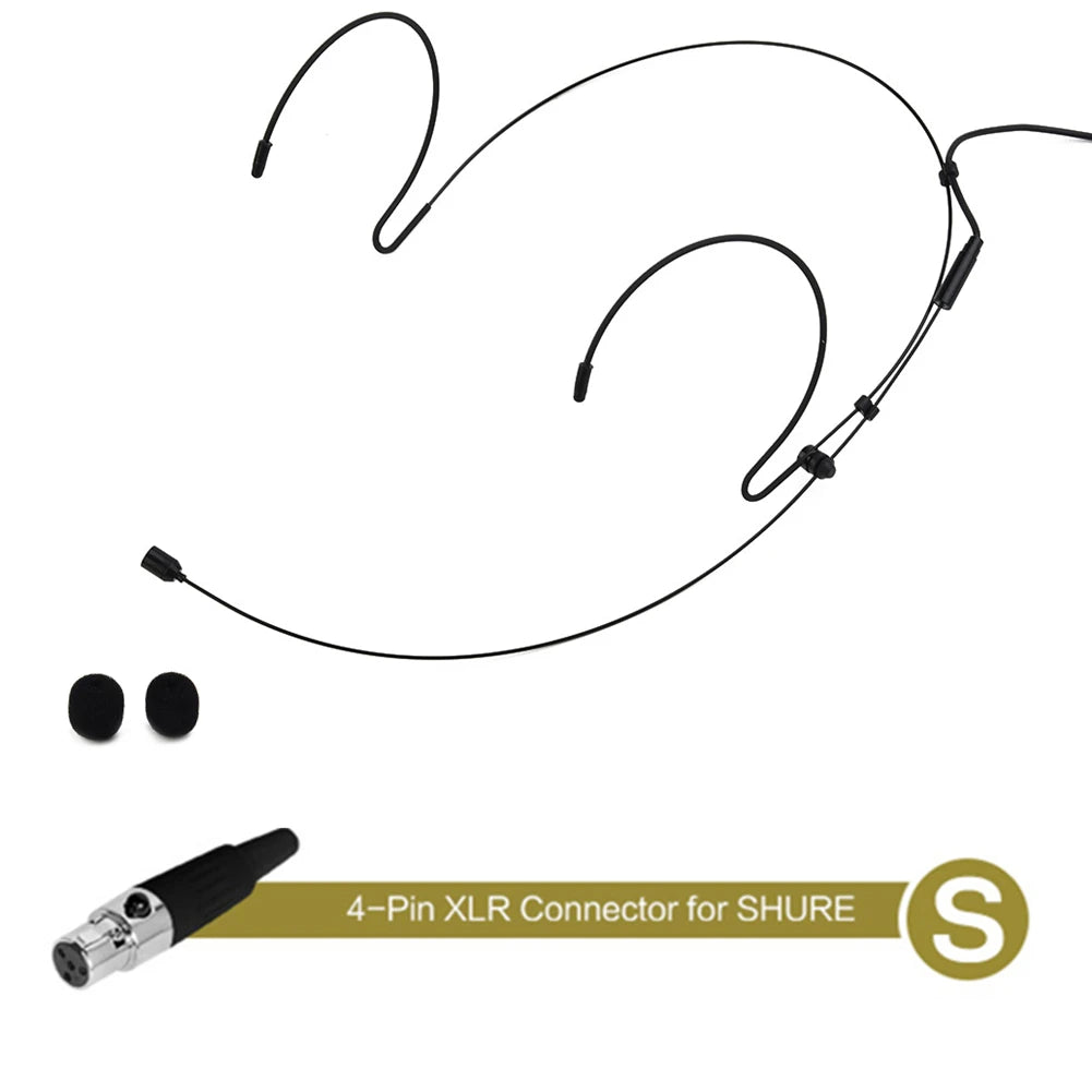 1PCS Double Earhook Headset Mic Headworn Microphone For Shure Wireless Earhook Microphone Black Audio Equipment Radio System