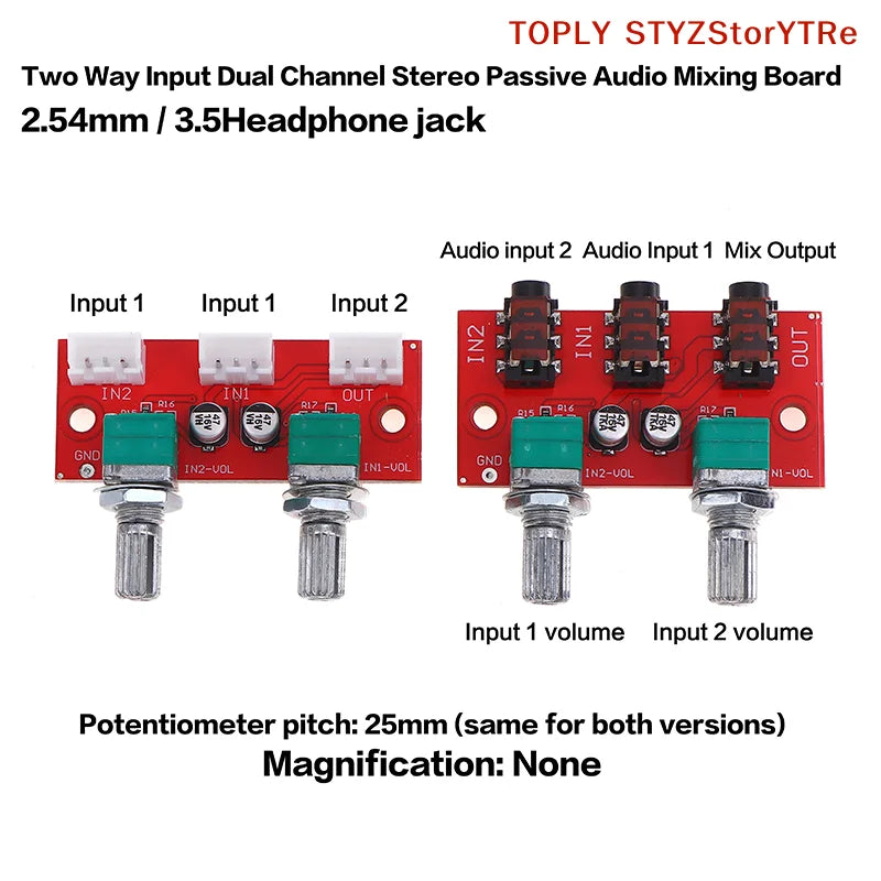 1Pc Dual Channel Stereo Passive Audio Mixing Board Signal Mixer 2 Way Input 1 Way Mixed Output