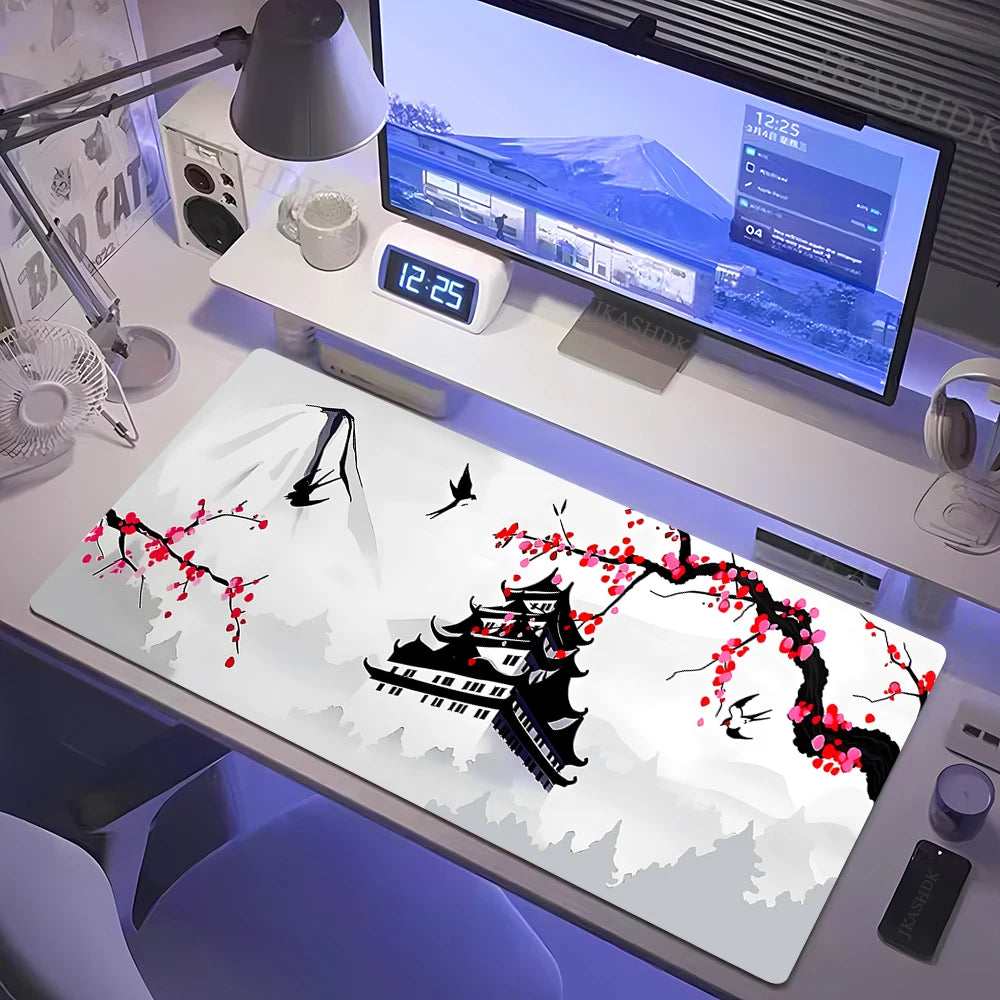 Cherry Blossoms Wrist Rest Keyboard Gaming Mouse Pad White Mousepad Pk Control Welcome Mat Desk Decorations Office Rug Keypad