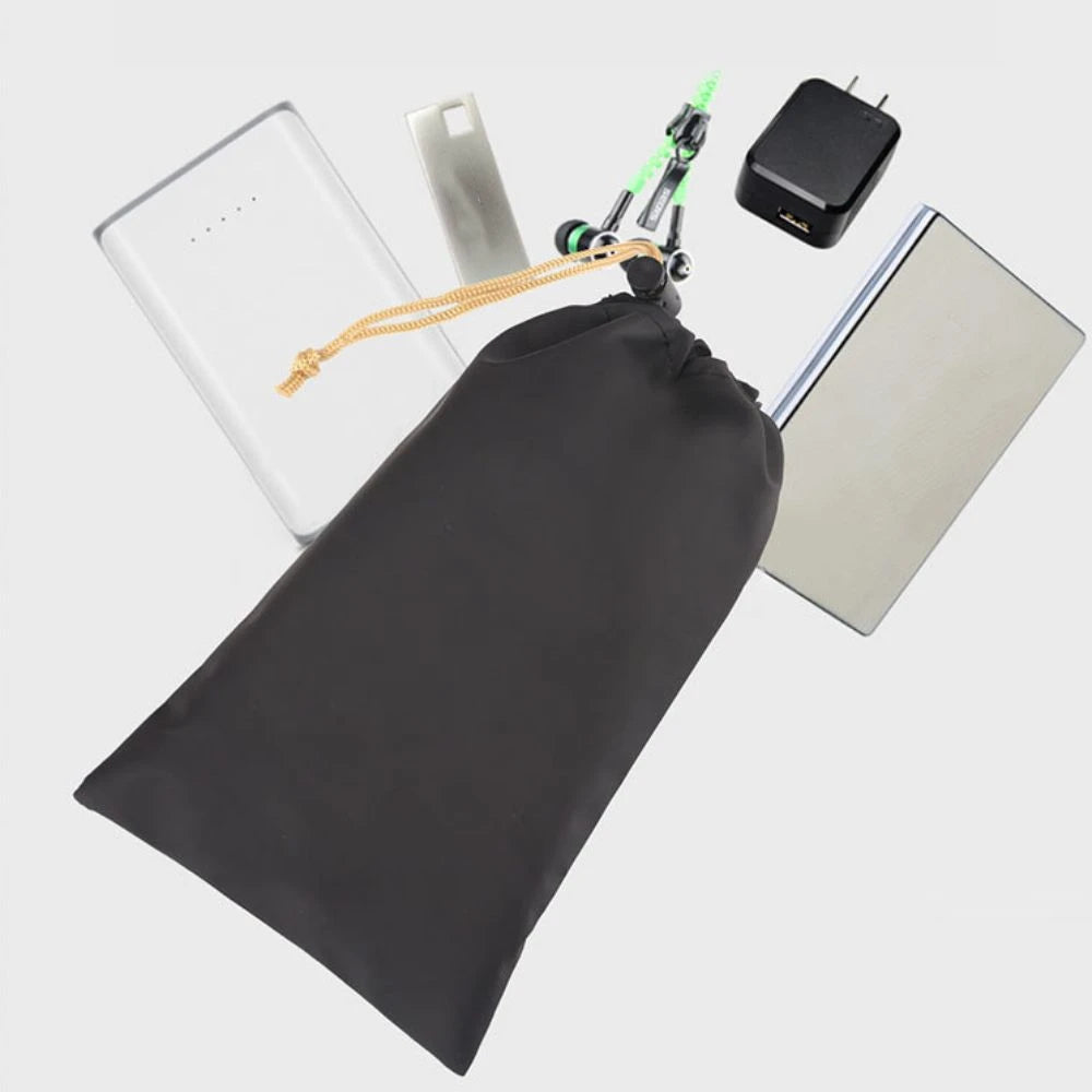PU Leather Phone Storage bag with Draw String Waterproof Power Bank Case Large Capacity Dustproof Headphone Case Pouch