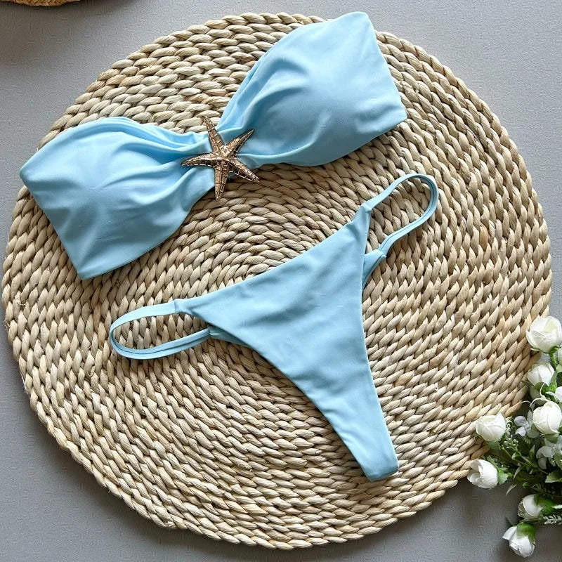 Push Up Bikinis 2025 Sexy Women Swimsuit Female Swimwear Micro Bikini Set Swimming Suit Beachwear Bandeau Brazilian Biquini