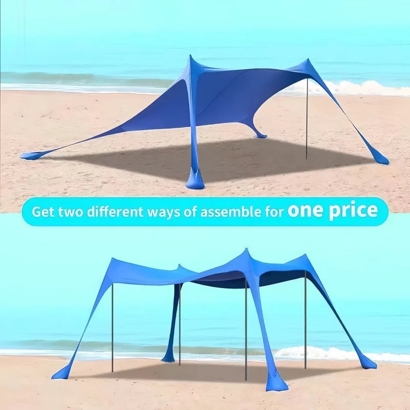 200*210*150CM Family Beach Tent Beach UV Protection Canopy Tent For 3-4 Person Outdoor Camping Wind Resistance Awning