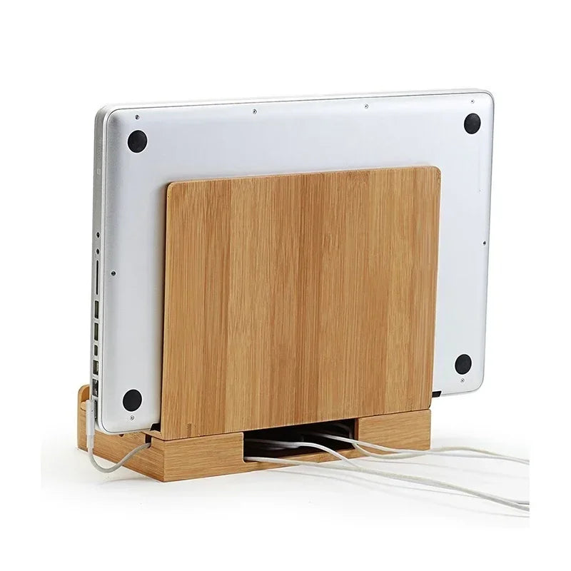 Multi-Function Natural Bamboo Charge Station Charging Dock Cradle Stand Holder Storage Box for Phones Tablet