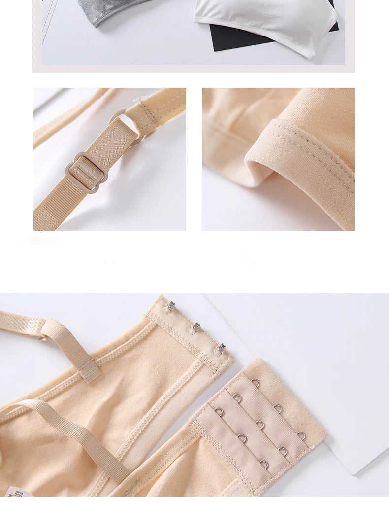 Cotton Bra for Women Fixed Pads Sports Shockproof Underwear Seamless Solid Back Closure Female Lingerie