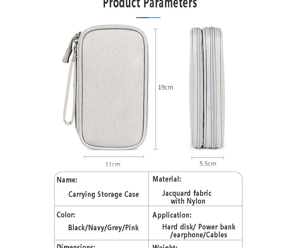 Travel Portable Digital Product Storage Bag Waterproof Double Layer Case for USB Data Cable Organizer Portable Tech Gadget Pouch