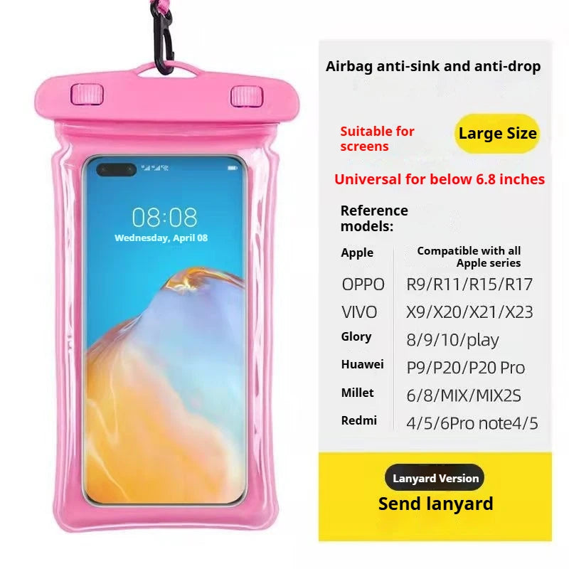 Airbag Waterproof Mobile Phone Bag Diving Protective Cover Waterproof Item Bag Anti-lost Bag for Beach Cruise Spring Water Park