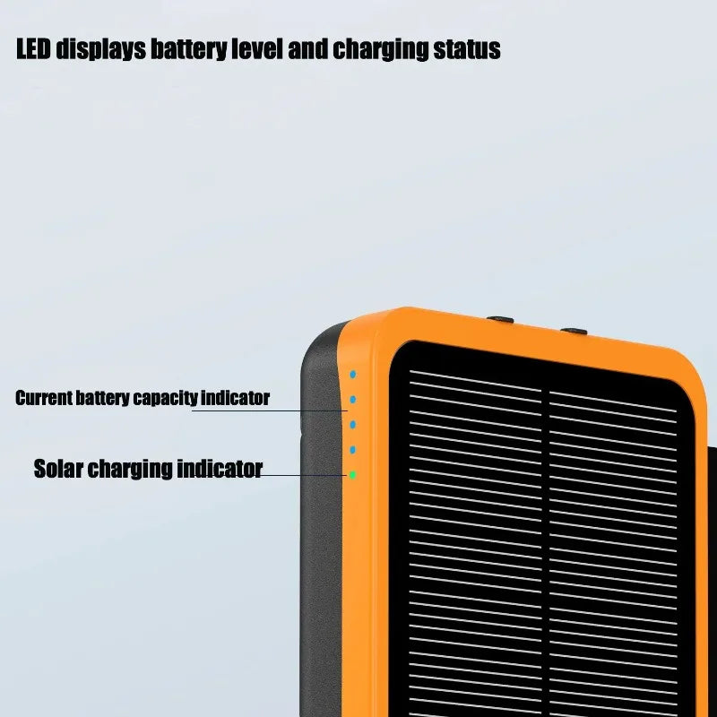50000mAh Portable Solar Power Bank Fast Charging USB-C/USB-A for IOS Android Outdoor Large Capacity Charger