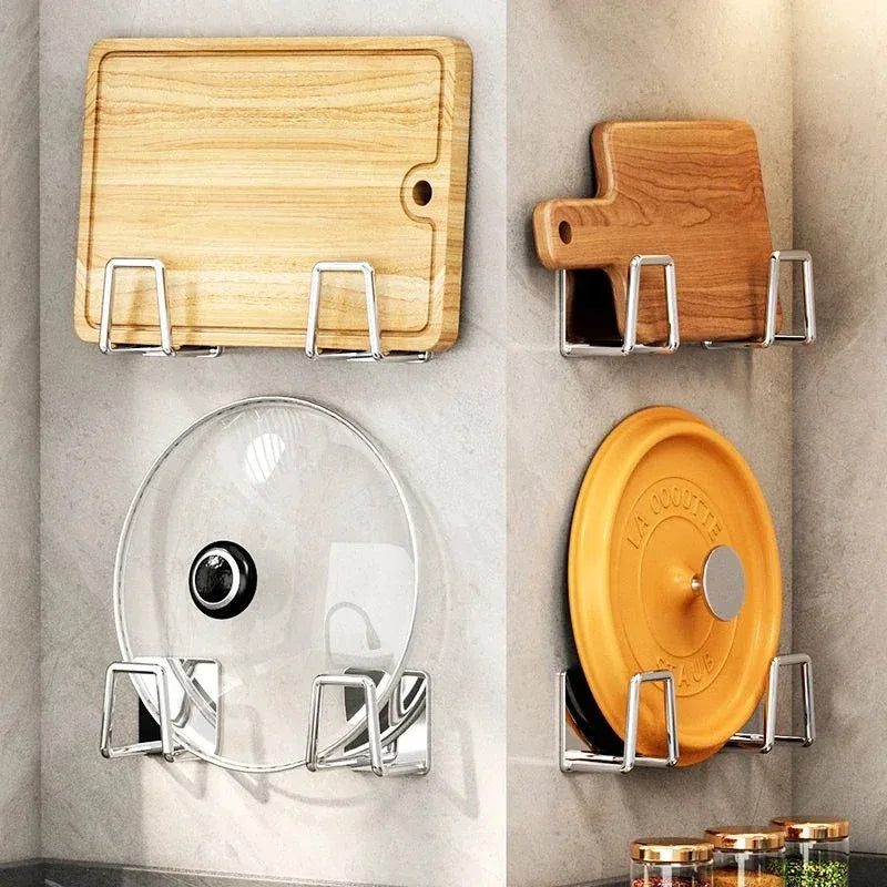 Kitchen Accessories Stainless Steel Sponge Holder Spoon Holder Pot Clips Self Adhesive Kitchen Storage Organizer Kitchen Gadgets