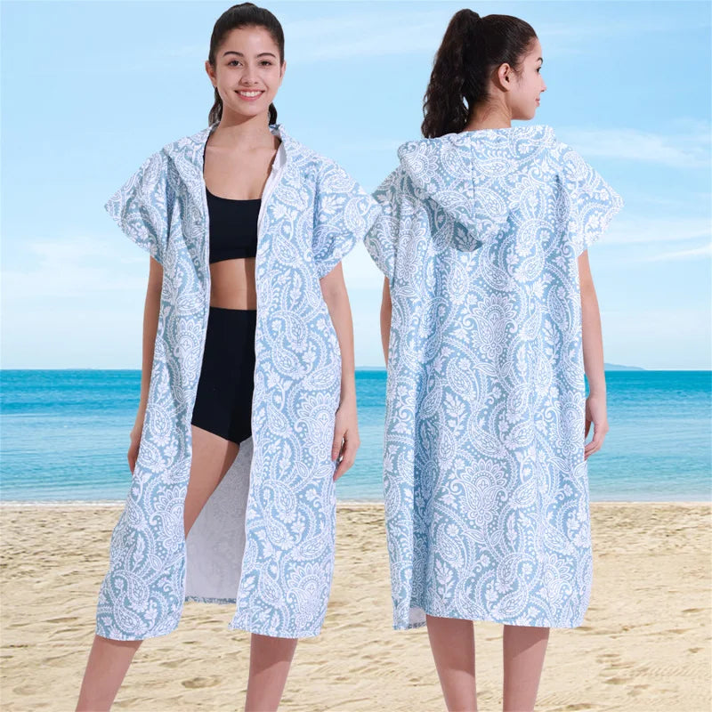 Microfiber Hooded Towel Men Women for Swimming Beach Travel Quick Dry Changing Robe Cape Bath Towel Bathrobe Surf Poncho