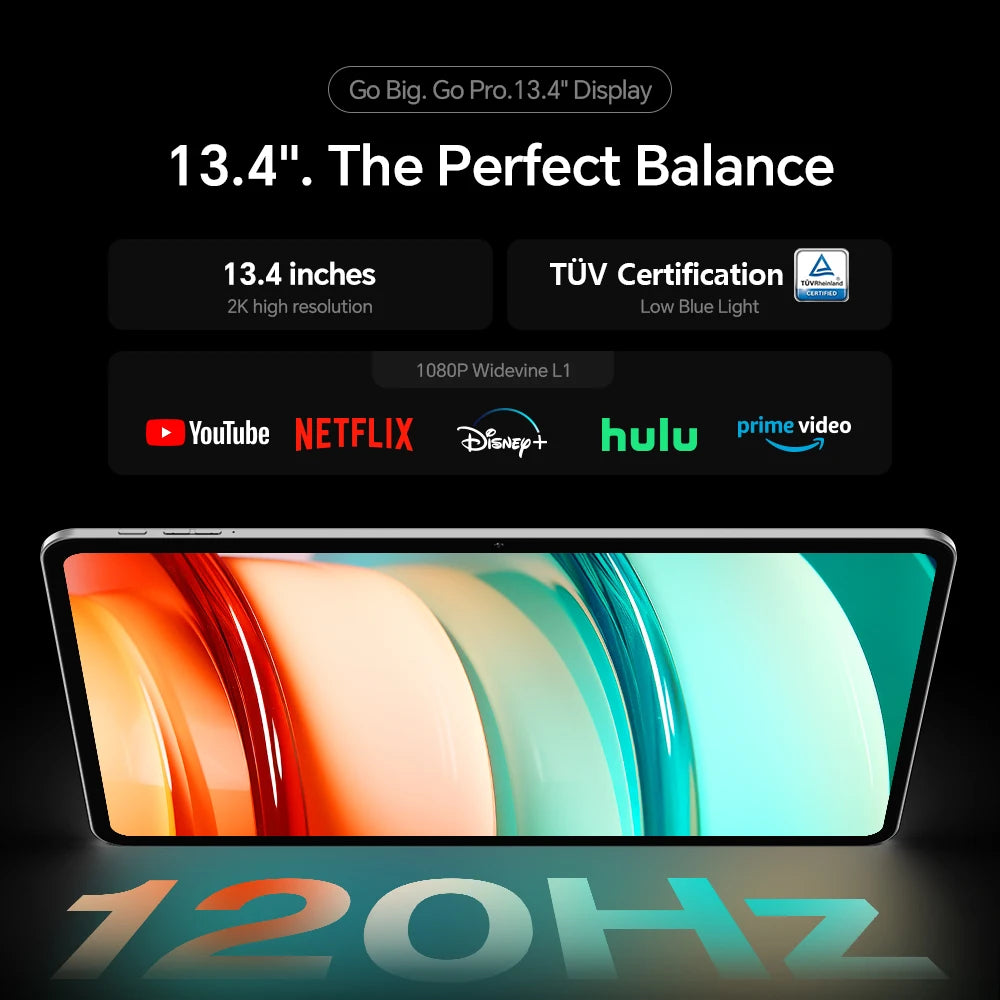Teclast T65 Tablet 13.4" 2K 120Hz Dsiplay Unisoc T7280 Octa Core Max 26GB RAM 128GB ROM 8000mAh Battery Android 16 Lte Tablets