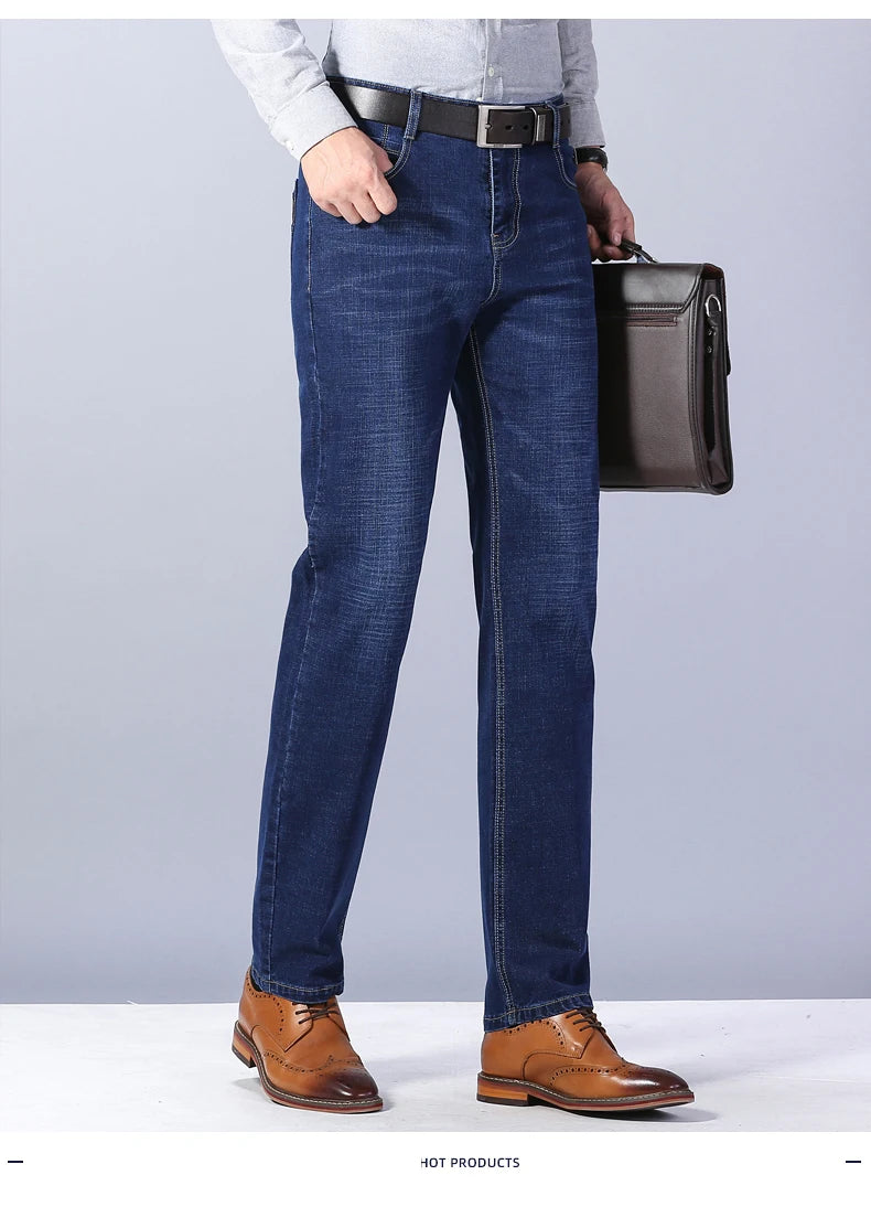 Men's Slim Fashion Denim High Quality Male Pants Elastic Black Blue Leisure Jeans Brand Clothing