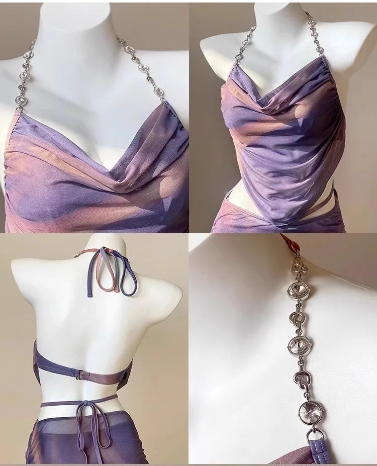 Bikini Swimsuit For Women 2025 New Three-Piece Set With Long Skirt Sexy Push-Up Underwire Beach Vacation Swimwear