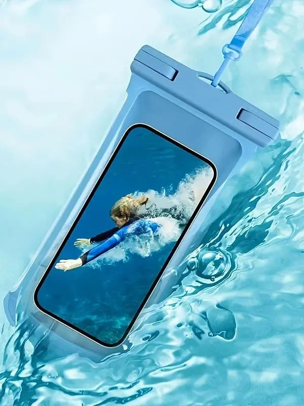 Waterproof Phone Pouch, 3D Design, Thick Case Friendly, Clear Plastic Dry Bag for 8 Inch Smartphones, with Neck Strap for Beach