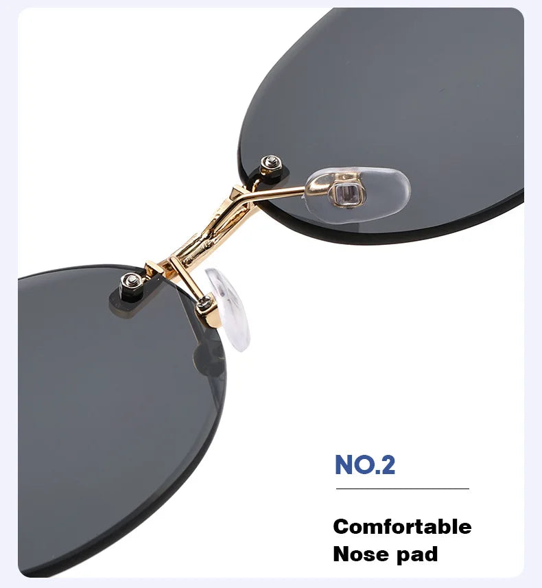Personalized Oval Frame Sunglasses Women Men Retro Metal High-end Sun Glasses Luxuy Frameless Trimming Traveling UV400 Eyewear