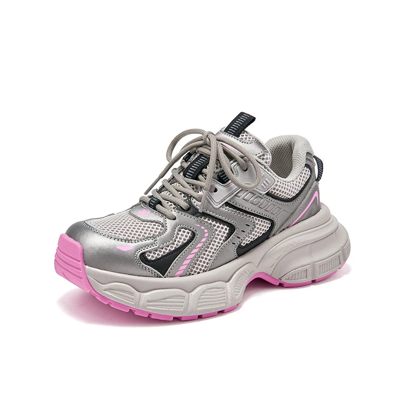 BEAUTODAY Chunky Sneakers Women  Breathable Mesh Solid Color Lace-up Thick Sole Casual Spring Female Sports Shoes Handmade 29A01