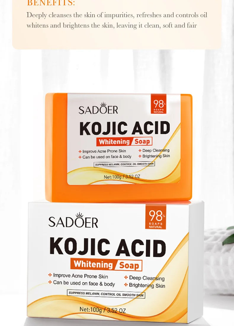 Handmade Whitening Soap Skin Care Deep Cleaning Moisturizing Cleansing Essential Temperate Soap Brighten Skin Kojic Acid Soap