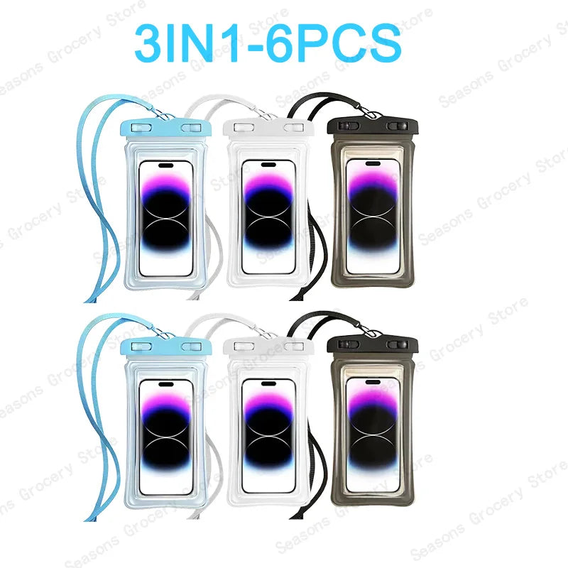 Transparent Waterproof Phone Pouch Under 7.2 Inches Touch Screen Swimming Rafting Waterproof Case with Lanyard Sealed Bag
