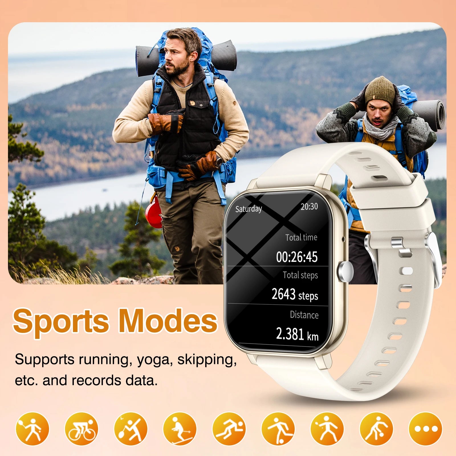 1.83 Inch HD Smartwatch, 1 Count Fashionable Smartwatch with BT Calling & Check Weather, Sports Tracking Smartwatch for Android