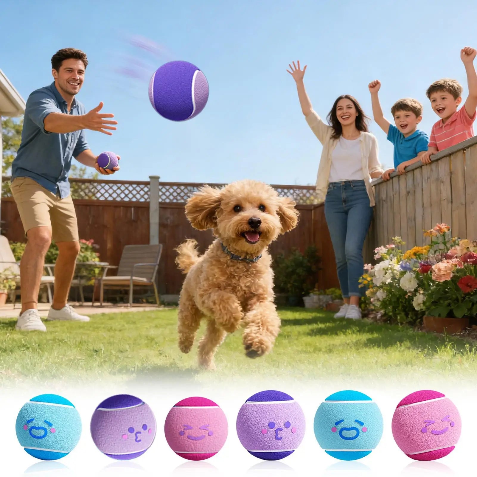 Tennis Balls for Dogs 6 Pieces Small Pet Exercise Fetch Toys Squeaky Dog Balls for Puppy Playful Outdoor Backyard Park Garden