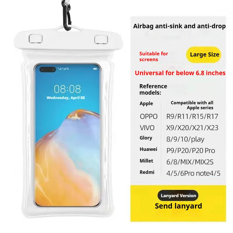 Airbag Waterproof Mobile Phone Bag Diving Protective Cover Waterproof Item Bag Anti-lost Bag for Beach Cruise Spring Water Park