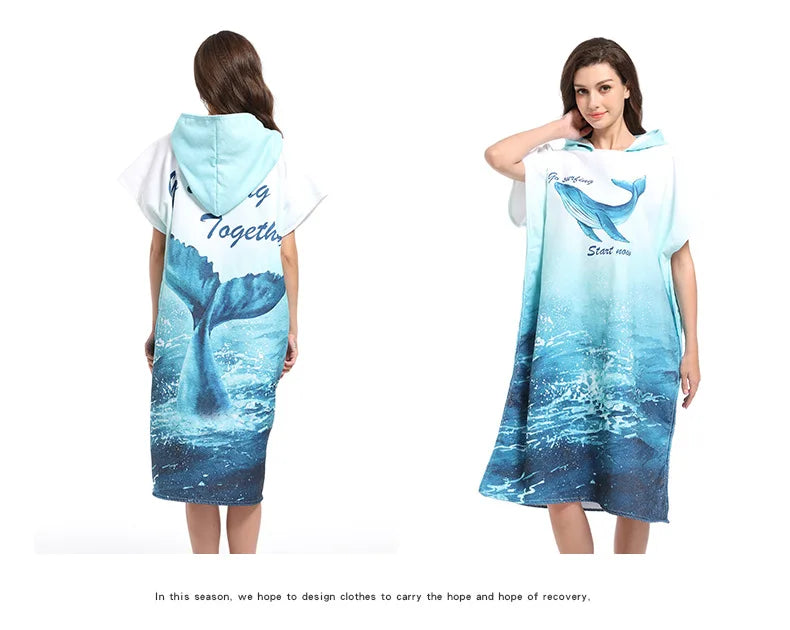 Microfiber Hooded Towel Men Women for Swimming Beach Travel Quick Dry Changing Robe Cape Bath Towel Bathrobe Surf Poncho