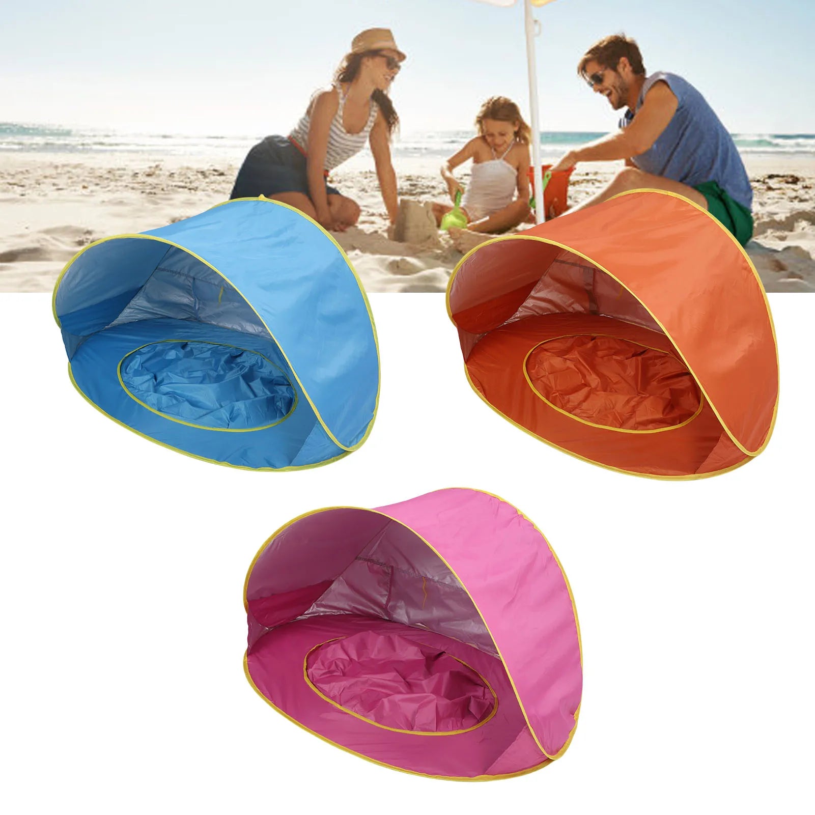 【New】Beach Tent Sun Shelter  Up Beach Tent Sun Proof Wind Proof Portable Baby Beach Tent with Pool Storage Bags for Outdoor