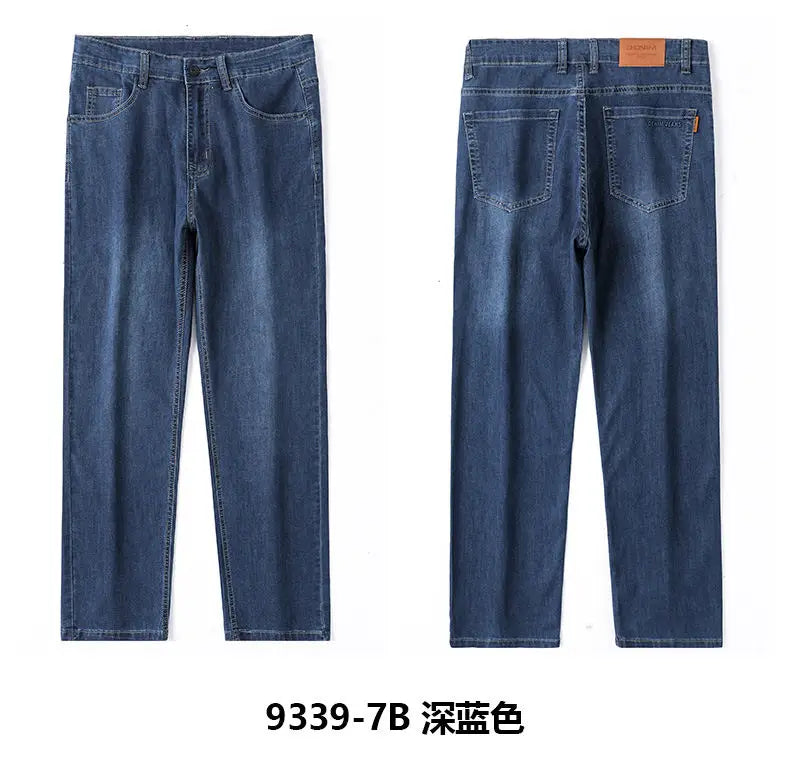 Men's Fashionable Jeans All-Season Cotton Blend Straight-Leg Pants Trendy Minimalist Versatile Casual Style Denim Wear Size29-42