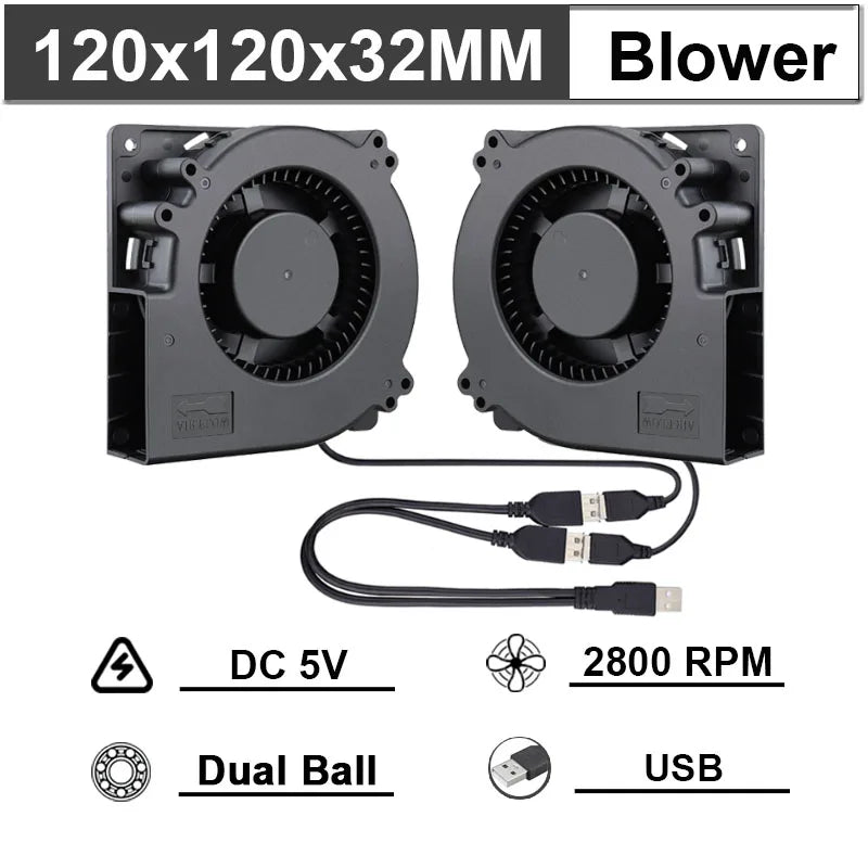 Gdstime 40mm 50mm DC 5V USB 60mm 70mm TV Box Cooling Fan 120mm 140mm Brushless AV Receiver Cooler w 2 in 1 USB Controller Cable