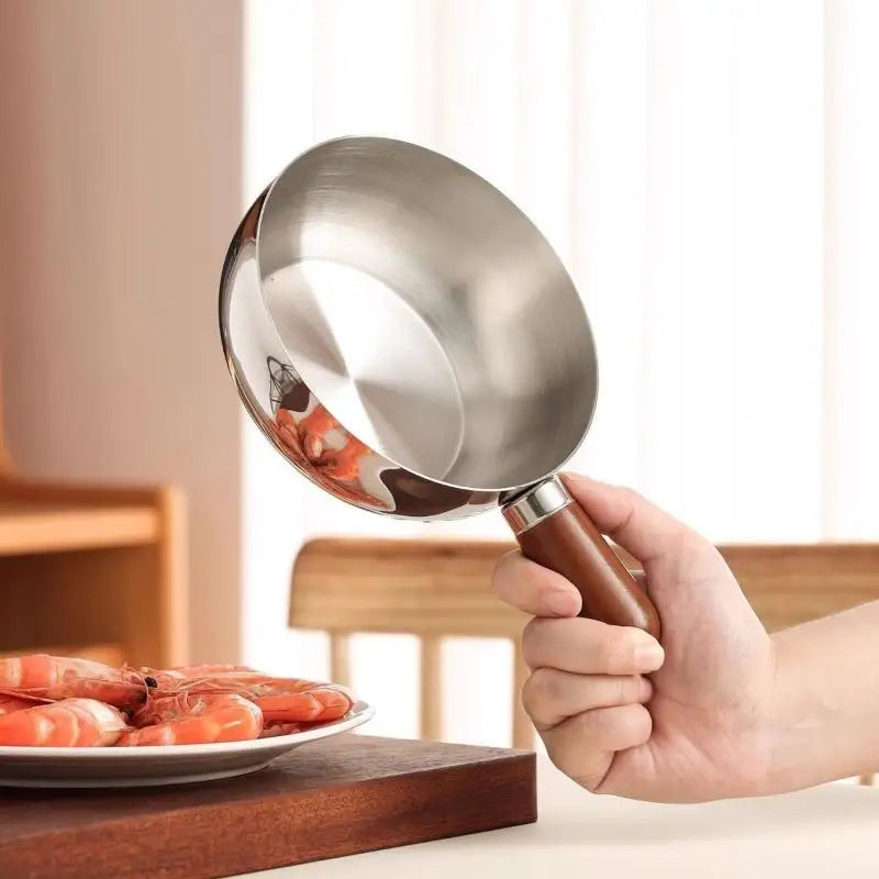 Stainless Steel Instant Noodle Pot, Small Pot For One Person, High-value Appearance, Peach Wood Snack Pot, Small Cooking Pot