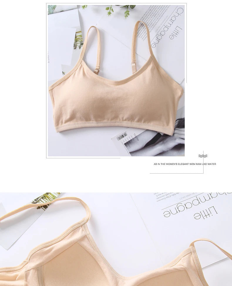 Cotton Bra for Women Fixed Pads Sports Shockproof Underwear Seamless Solid Back Closure Female Lingerie