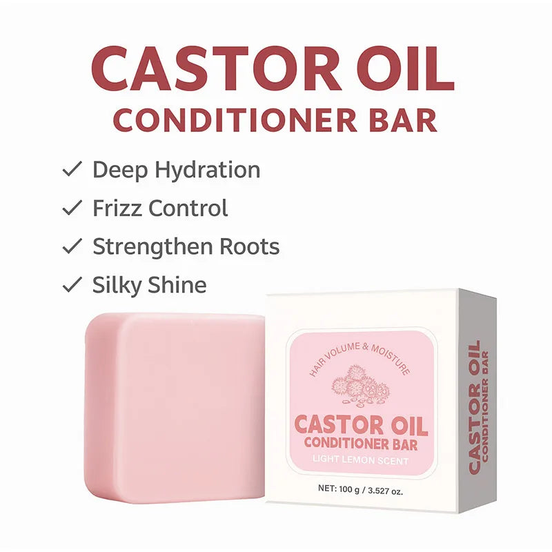 Castor Oil Conditioner Soap Bar,Moisturizing Nourishing Solid Shampoo,Strengthen Hair Roots Care,For Dry Frizzy Damaged Hair