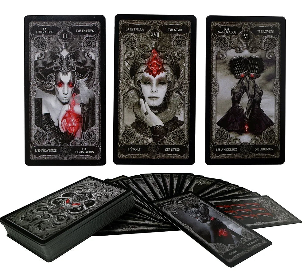 XIII Dark Tarot Cards Deck Board Game English Spanish French German Mysterious Divination Fate Personal Use Card Game  Part