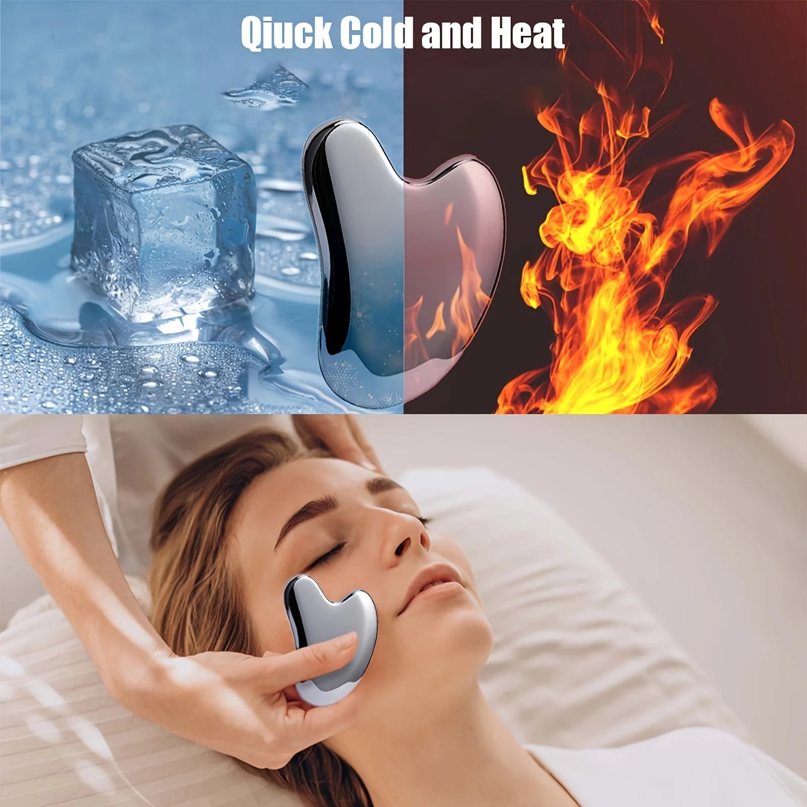 Stainless Steel Gua Sha Board Facial Tool - Skin Tightening Massage Scraping Beauty Tool For Face