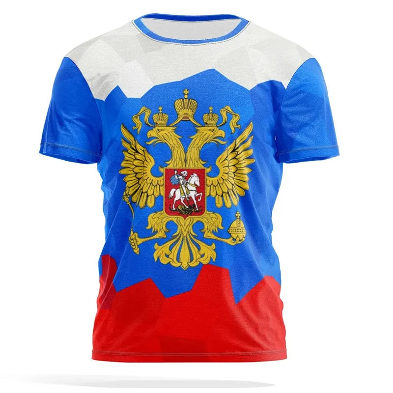 Russia Flag 3d Print T-shirt For Men Loose Short Sleeve Tactical T Shirts Summer Cool Street Sports Fitness Tees Men's Clothing
