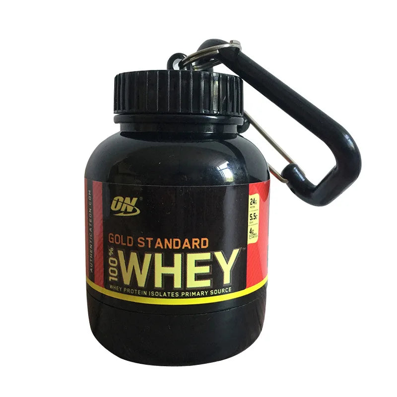 1pc 100ML Outdoor Sport Mini Portable Protein Container Powder Bottle with Whey Keychain Health Funnel Medicine Box