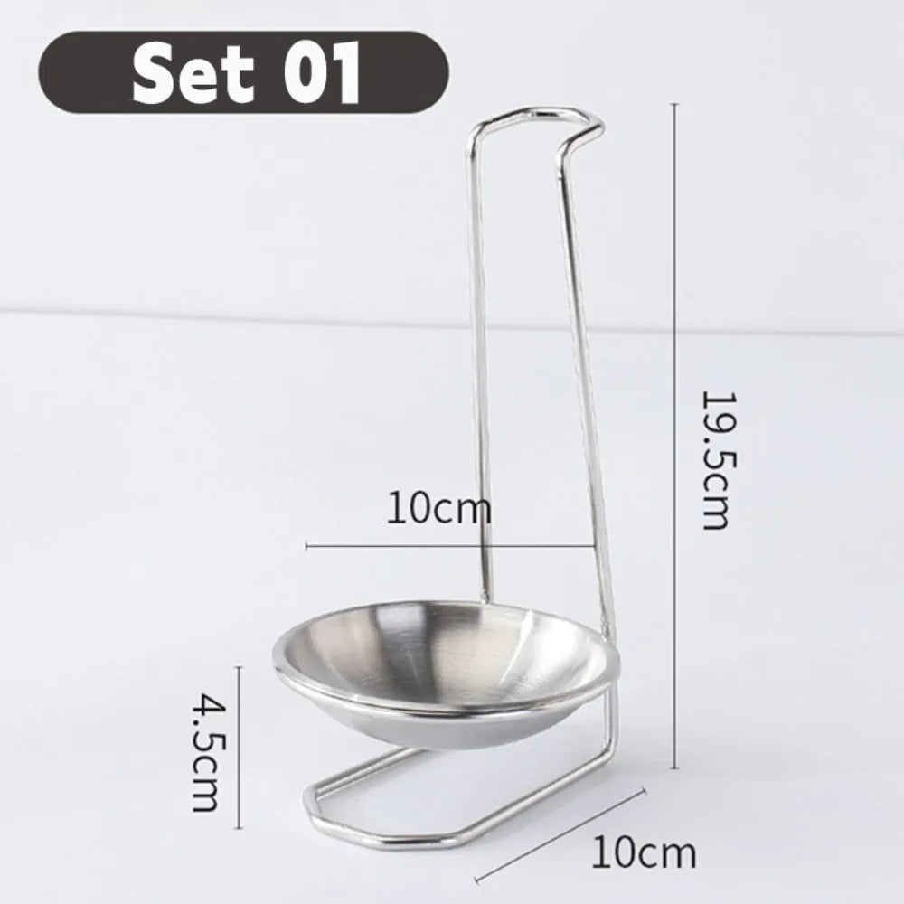 Kitchen Accessories Vertical Single/Double Ladle Spoon Utensil Rack Soup Spoon Rest Stand without plate Tableware Storage Shelf