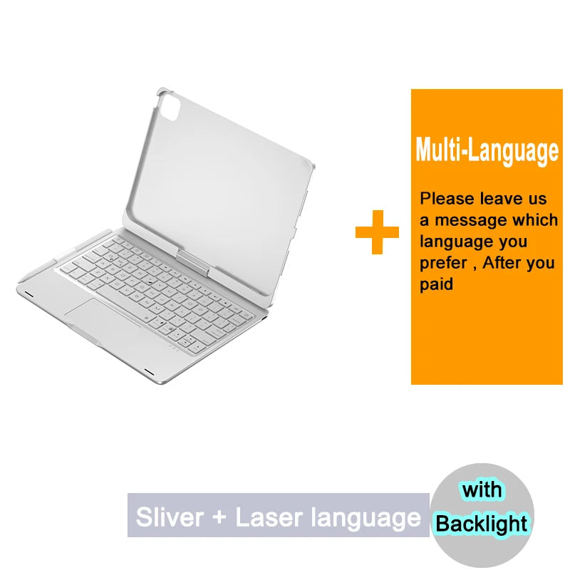 Bluetooth Magic Keyboard Case For iPad Pro 11 2024 M4 2025 M5 Tablet Case Touchpad Russian Arabic Hebrew Spanish French Keyboard