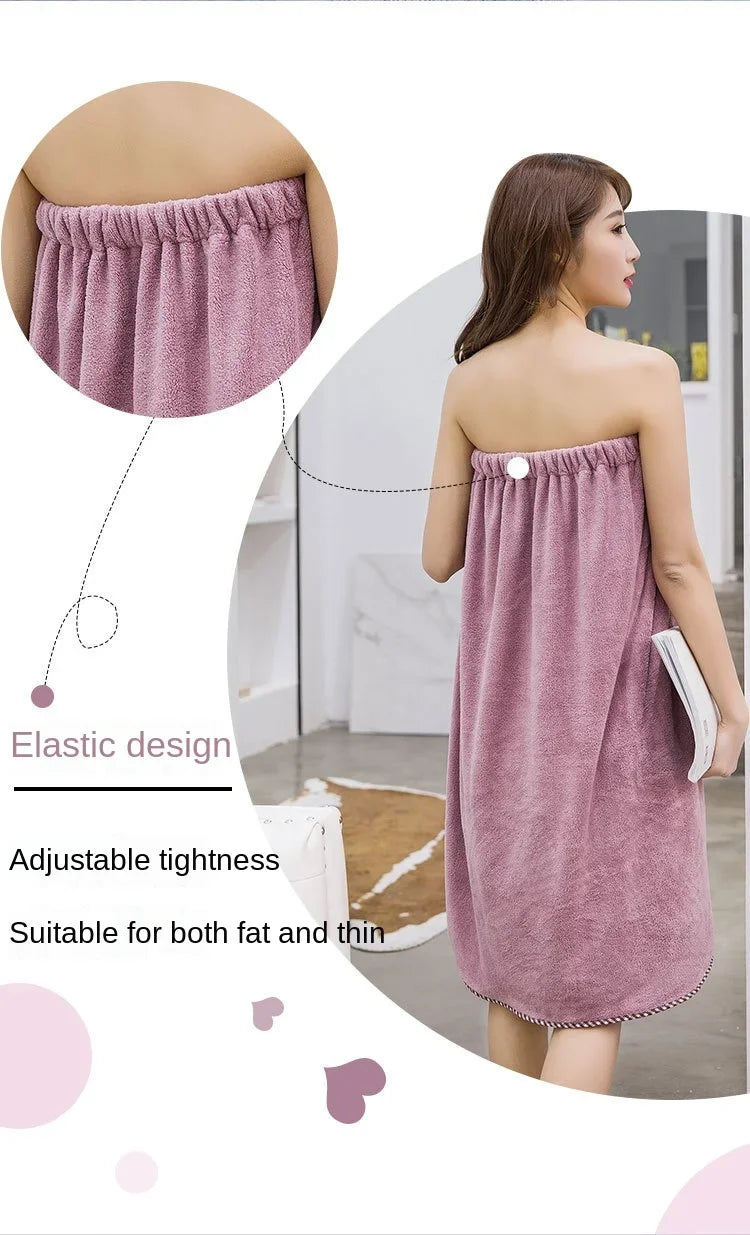 Soft Microfiber Quick - Dry Bath Towel, 2pcs/set, Magic Absorbent, for Women, Beach & Bathroom Towelling Bathrobe