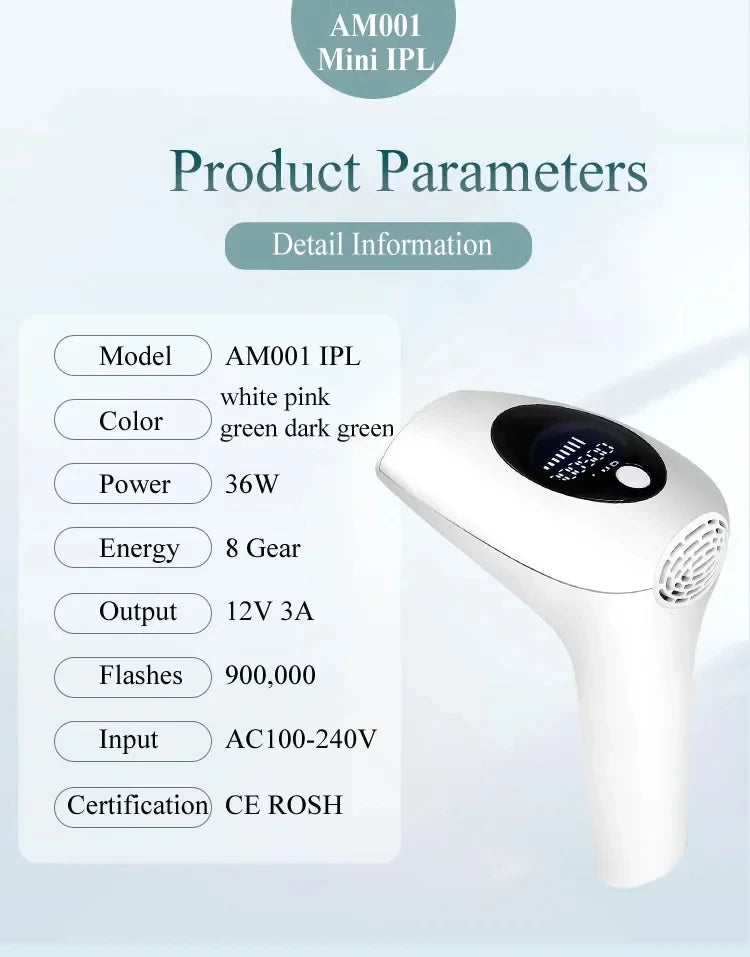 990,000 Flashes IPL Laser Hair Removal Device for Women, Painless Permanent Hair Remover for Home Use, Body, Bikini, and Face
