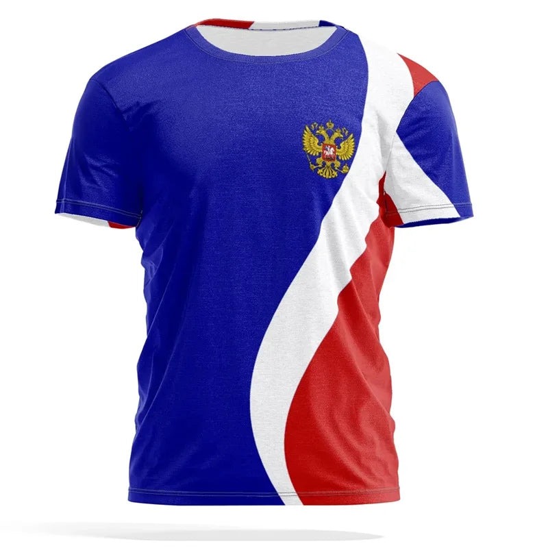 Russia Flag 3d Print T-shirt For Men Loose Short Sleeve Tactical T Shirts Summer Cool Street Sports Fitness Tees Men's Clothing