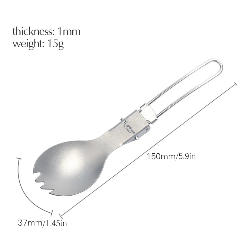Tiartisan Titanium Foldable Cutlery Portable Outdoor Camping Tableware Hiking Folding Fork Spoon Knife